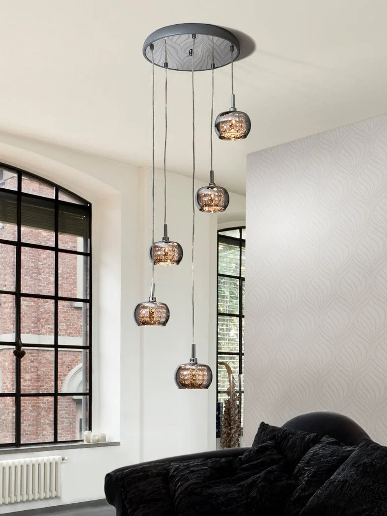 Applique Murale Noire Fumé Cristal Moderne Chambre Noire