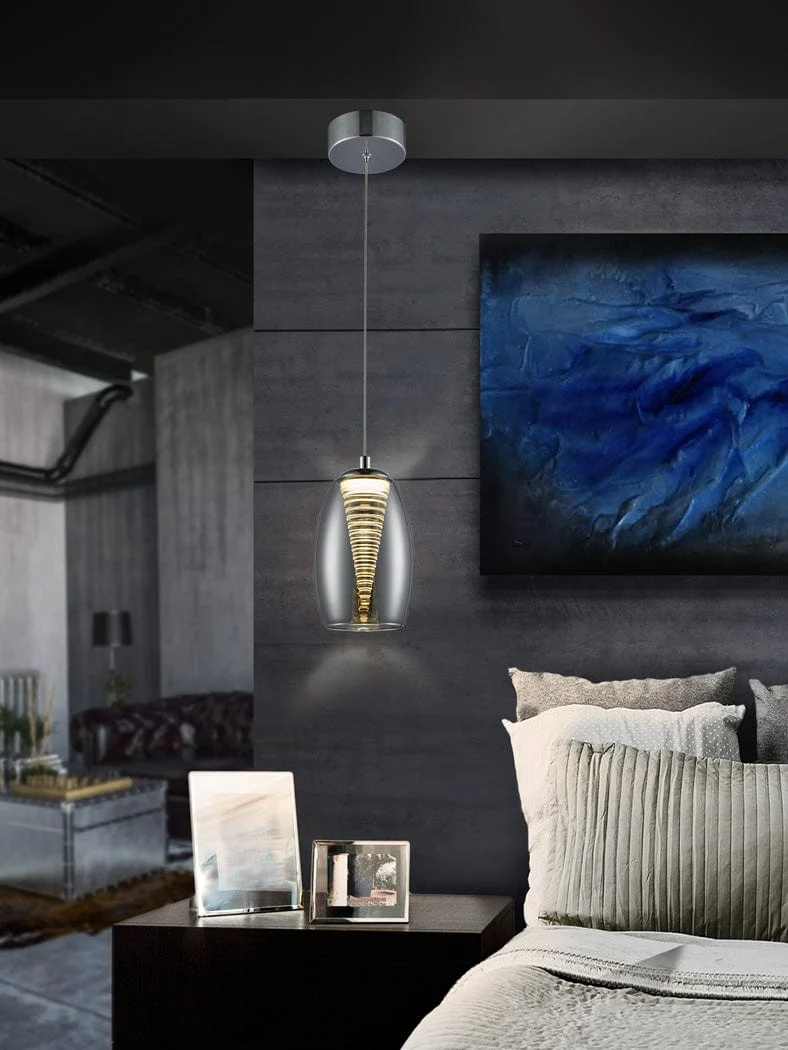Suspension simple verre chrome Salon