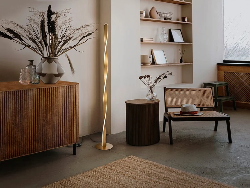 Lampadaire torsade Salon Doré Design