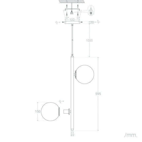 Lampe suspension plafond Boules Doré Salon
