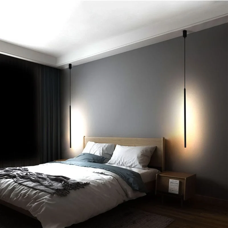 Suspension plafond tube LED noire Chambre