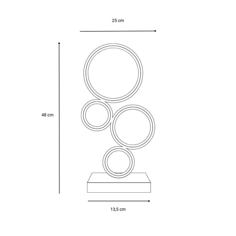 Lampe de table LED noire ronds Chambre