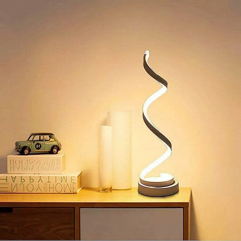 Lampe table spirale noire Chambre LED