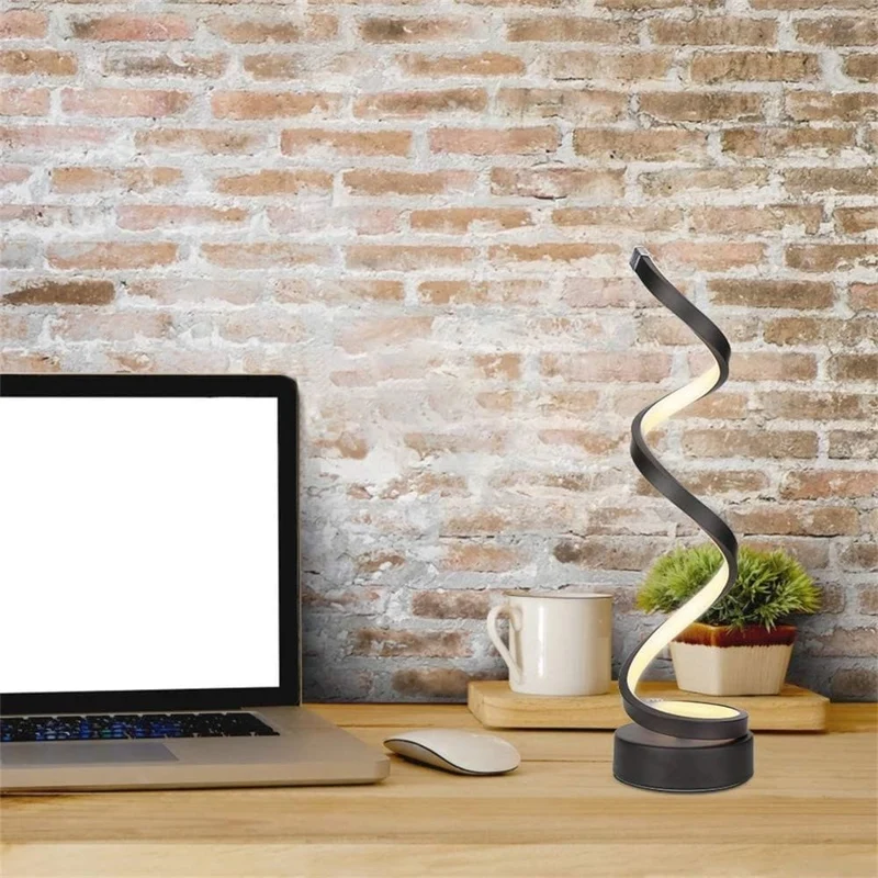 Lampe table spirale noire Chambre LED