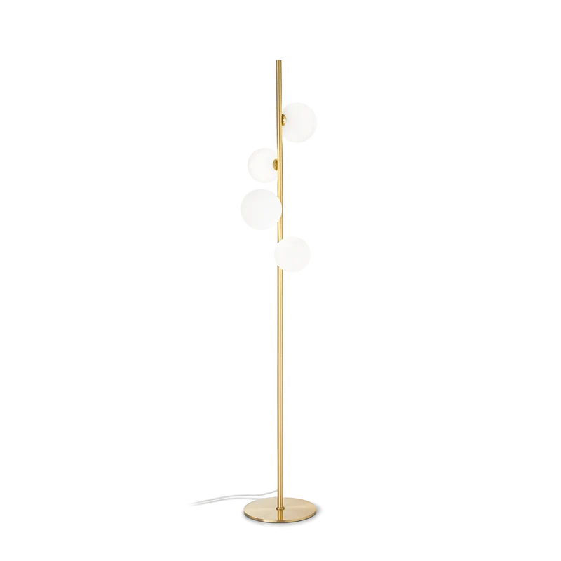 Lampadaire laiton et boules blanches Art Déco