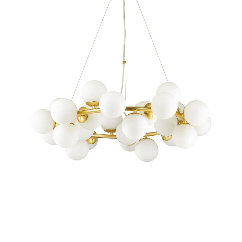 Lustre Suspension Boules Blanches Art Déco