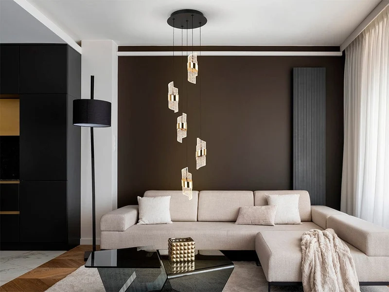 Plafonnier suspensions torsades en cristal Salon