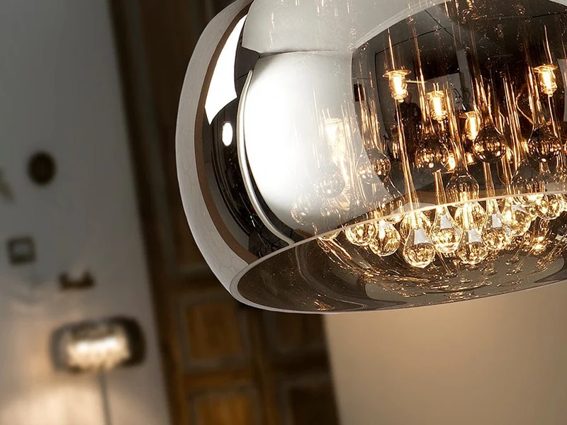 Suspension Murano Verre Goutte Ambre Salon