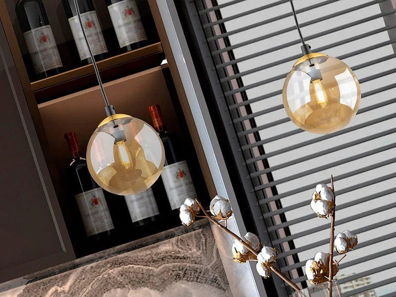 Suspension simple boule Verre Ambre Chambre