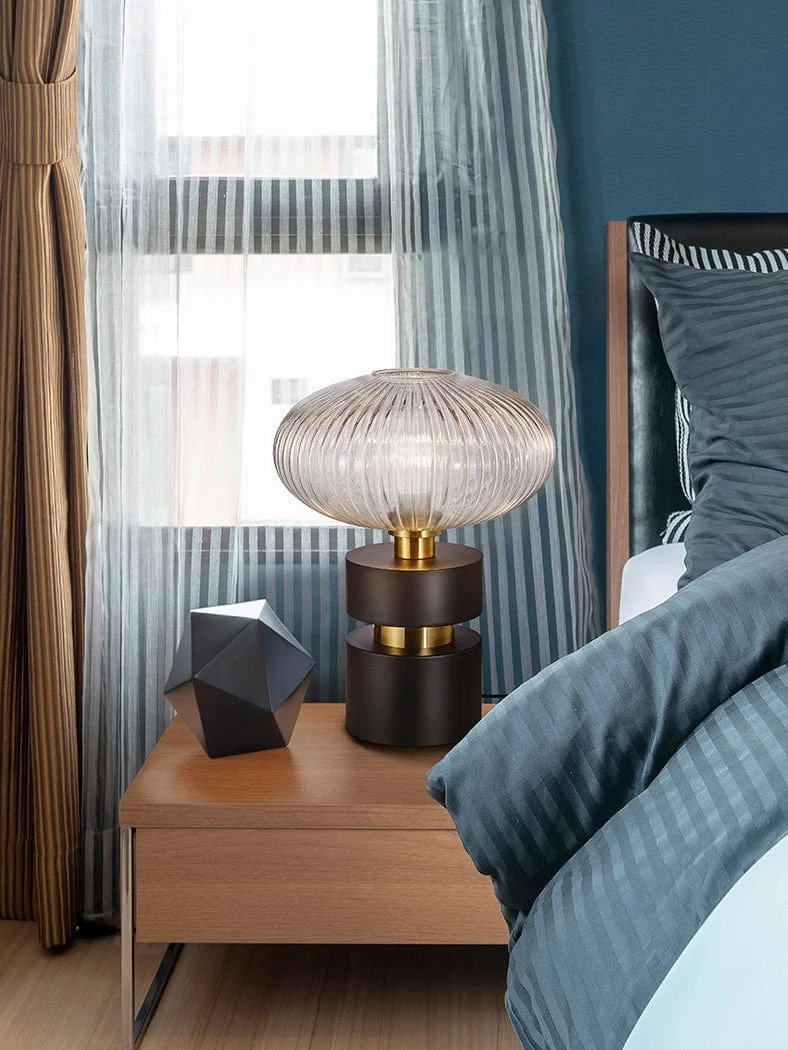 Lampe de Chevet noire mat et Verre chambre