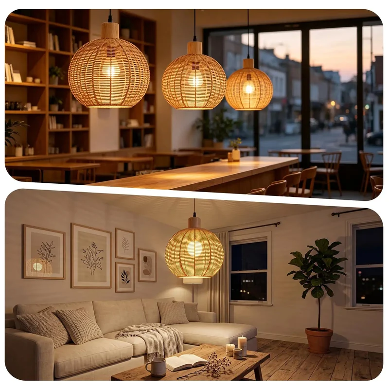 Handwoven Rattan Pendant Light Serving Up Sweet Boho Chandelier Vibes And Chill Coastal Style Over Your Kitchen Island Hanging Wicker Semicircle Lamp For Comfy Ambient Home Glow