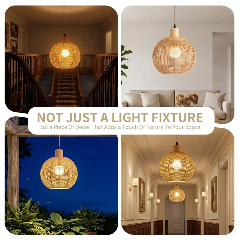 Handwoven Rattan Pendant Light Serving Up Sweet Boho Chandelier Vibes And Chill Coastal Style Over Your Kitchen Island Hanging Wicker Semicircle Lamp For Comfy Ambient Home Glow