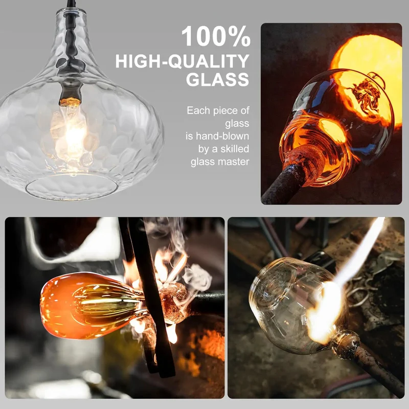 Top Shelf 11 Inch Hammered Glass Pendant Lamps For Kitchen Island With Slick Black Metal Frame And Cable Support For Modern Dining Rooms That Sets A Killer Vibe On Every Counter