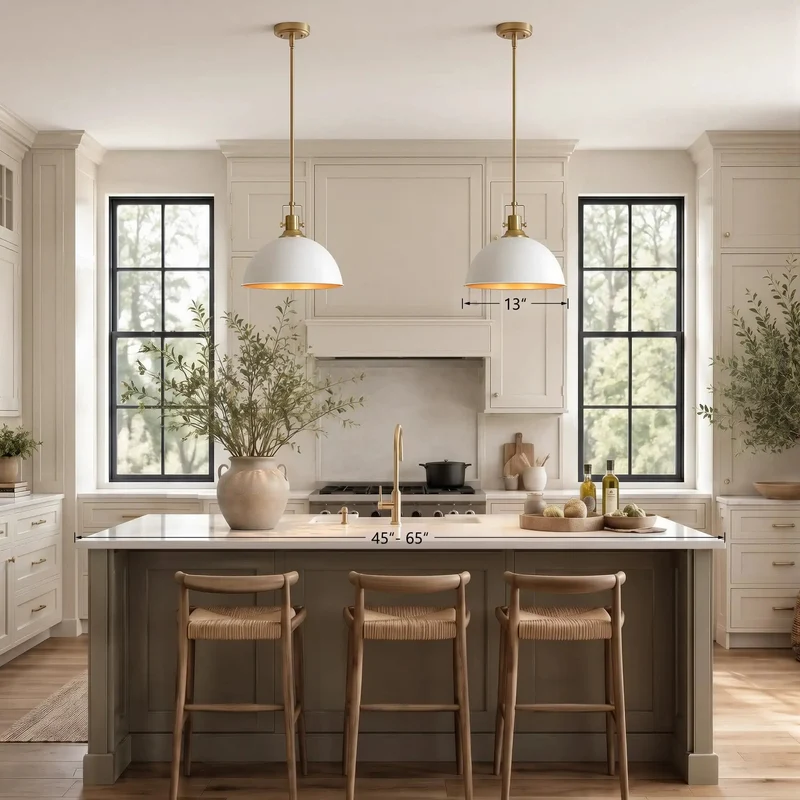 Next Level Modern 13 Inch Dome Pendant Light Polished White And Gold Ceiling Fixture Clean Aesthetic Single Bulb Hanging Lamp For Dining Kitchen Space And Living Room