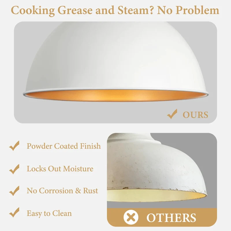 Next Level Modern 13 Inch Dome Pendant Light Polished White And Gold Ceiling Fixture Clean Aesthetic Single Bulb Hanging Lamp For Dining Kitchen Space And Living Room