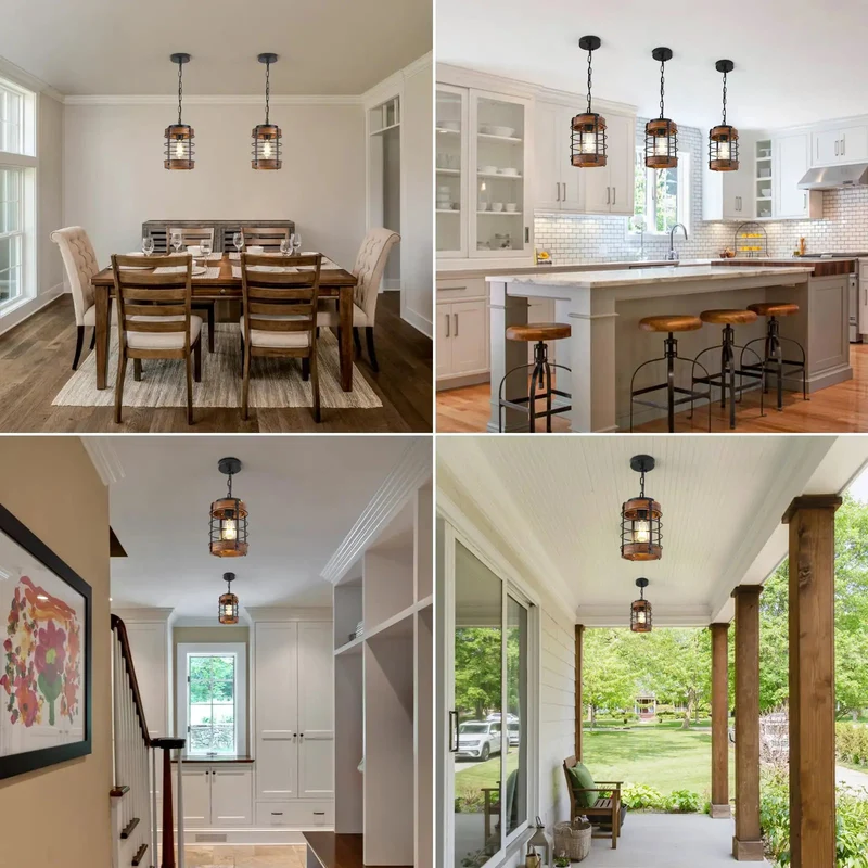 Top Shelf Farmhouse Pendant Light With Matte Black Steel Cage And Raw Wood Details Gives Your Home A Totally Legit Rustic Vibe Perfect For Kitchen Islands Dining Areas Or Living Rooms With Quick Adjustable Hanging Chain
