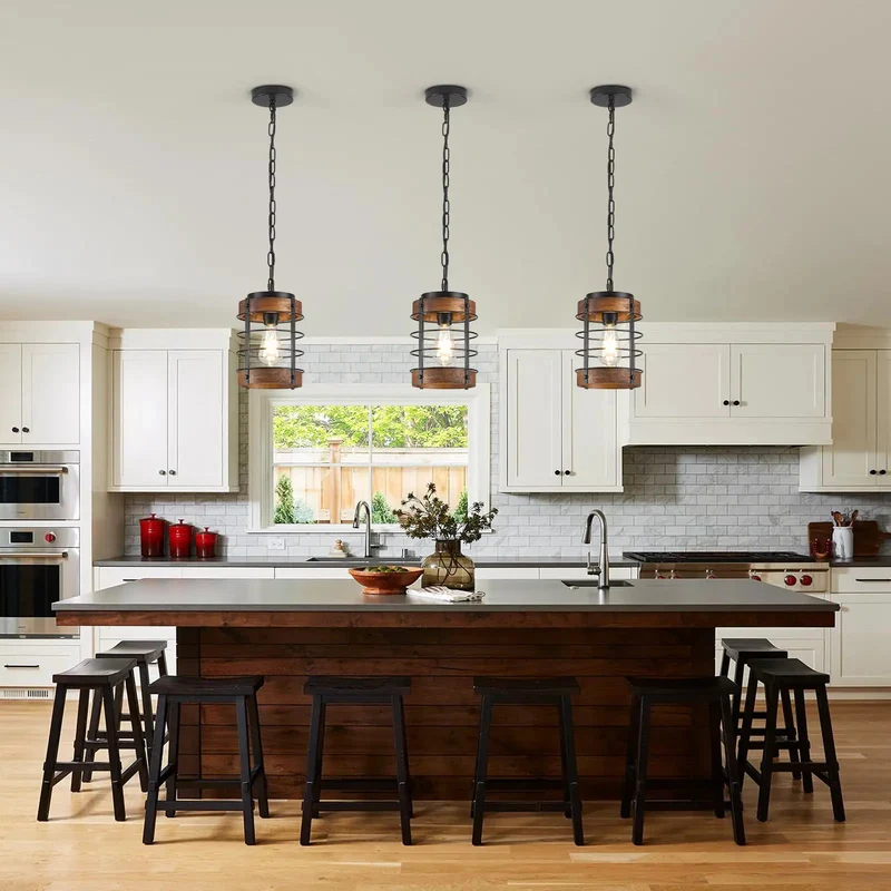 Top Shelf Farmhouse Pendant Light With Matte Black Steel Cage And Raw Wood Details Gives Your Home A Totally Legit Rustic Vibe Perfect For Kitchen Islands Dining Areas Or Living Rooms With Quick Adjustable Hanging Chain