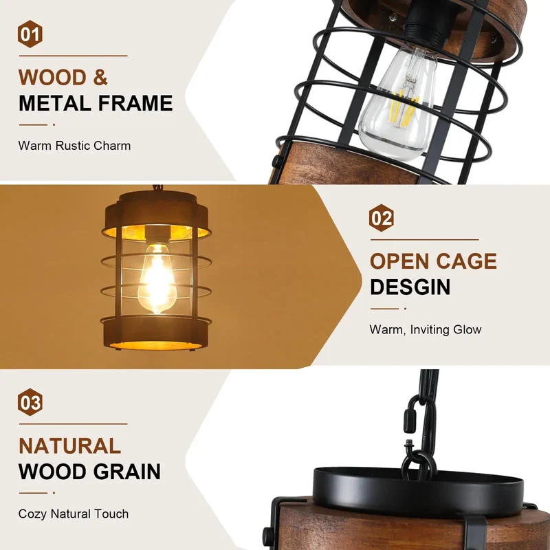 Top Shelf Farmhouse Pendant Light With Matte Black Steel Cage And Raw Wood Details Gives Your Home A Totally Legit Rustic Vibe Perfect For Kitchen Islands Dining Areas Or Living Rooms With Quick Adjustable Hanging Chain