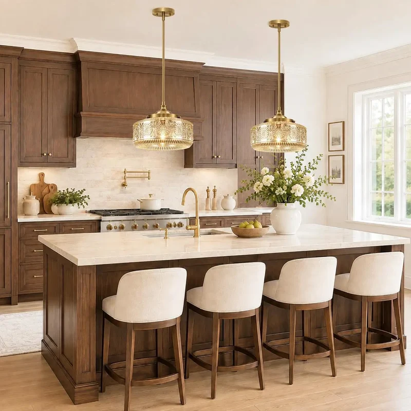 Gold Vintage Glass Pendant Light Adjustable Height Downrods for Kitchen Island Dining Room Ceiling Hanging Fixture Custom Drop from 11.8 to 47.3 Inches Grab The Goods for A Top Tier Kitchen Upgrade