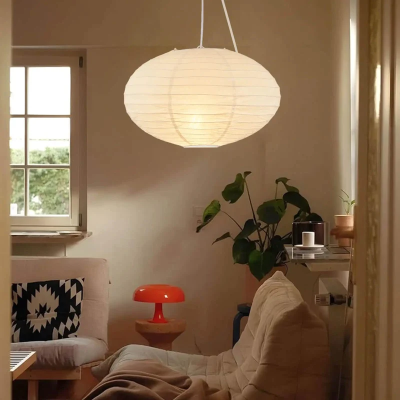 Hella Oval Paper Lantern Lamp With Plug In Hanging Cord Kit Delivers Killer Ambient Lighting And Fresh Patio Decor Upgrade Featuring Foldable White Rice Paper Craftsmanship