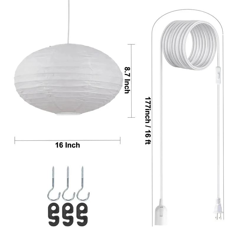 Hella Oval Paper Lantern Lamp With Plug In Hanging Cord Kit Delivers Killer Ambient Lighting And Fresh Patio Decor Upgrade Featuring Foldable White Rice Paper Craftsmanship