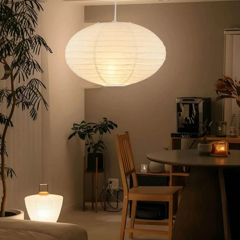 Hella Oval Paper Lantern Lamp With Plug In Hanging Cord Kit Delivers Killer Ambient Lighting And Fresh Patio Decor Upgrade Featuring Foldable White Rice Paper Craftsmanship