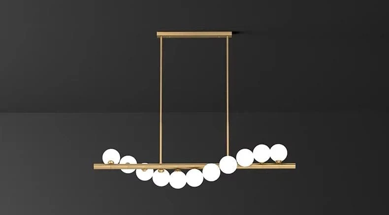Lustre doré LED suspension design moderne salon
