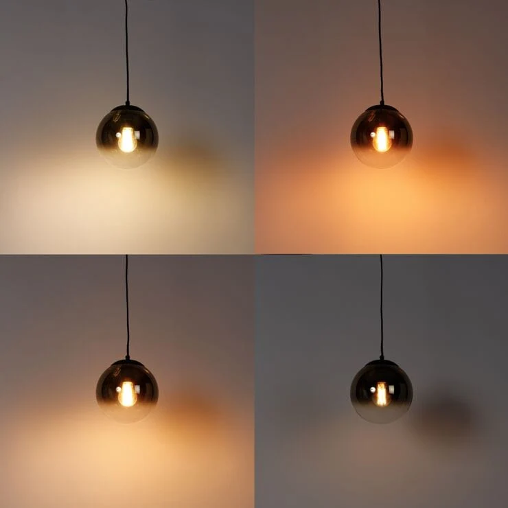 Suspension simple intelligente noire avec verre doré 20 cm