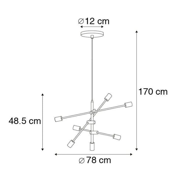 Suspension intelligente laiton 6 lumières