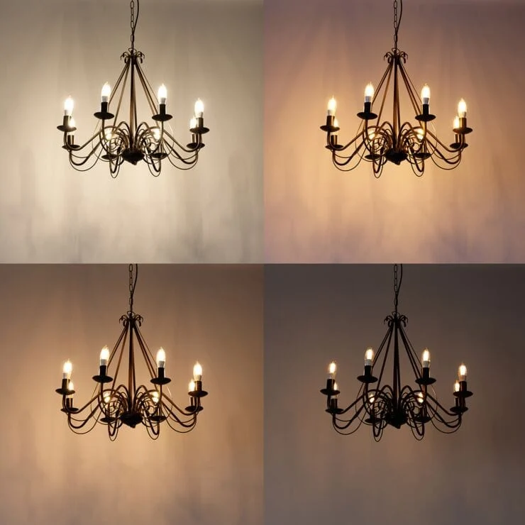Suspension Lustre intelligent brun rouille 8 lumières