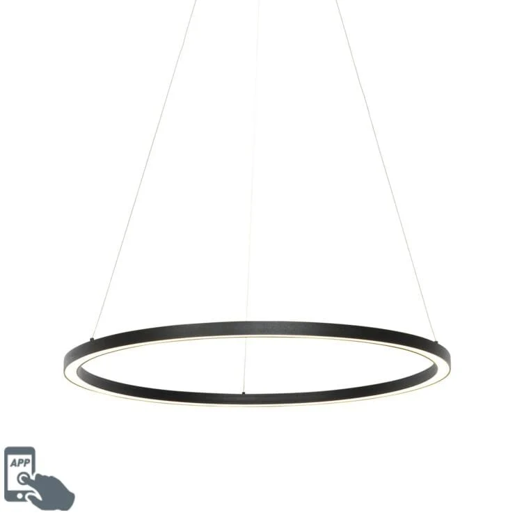 Suspension LED intelligente noire 80 cm