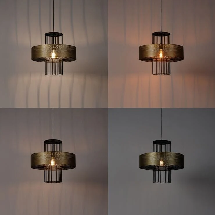 Suspension lustre intelligente or et noir 50 cm