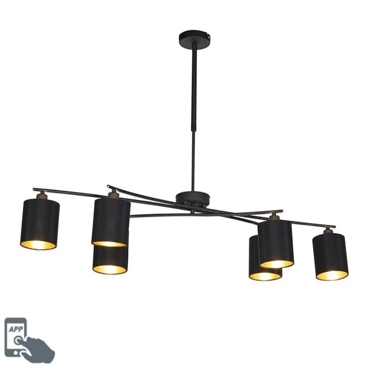 Suspension noire intelligente noire réglable 6 ampoules