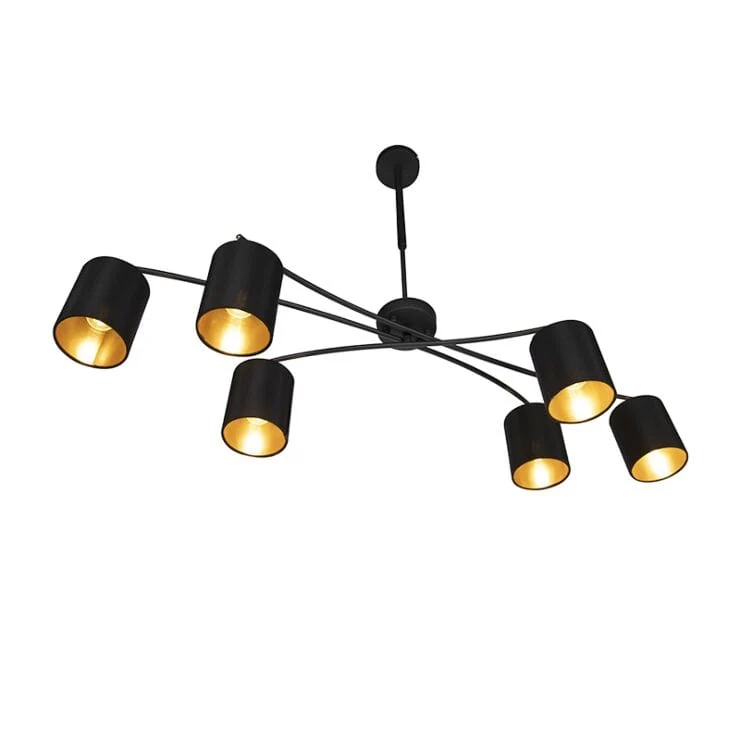 Suspension noire intelligente noire réglable 6 ampoules