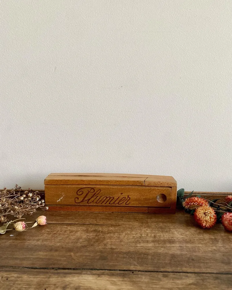 Plumier d'écolier en bois