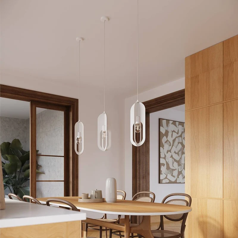 Suspension Blanche Cuisine Salon Minimaliste
