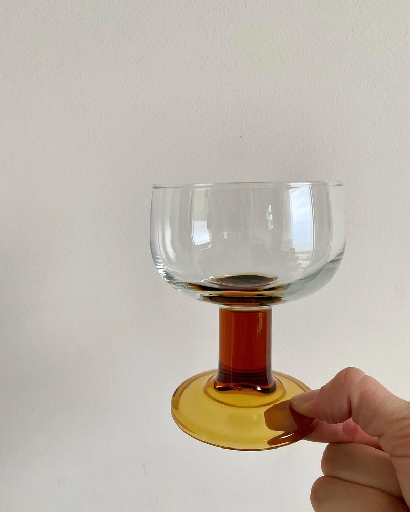 Verres ronds pieds colonnes années 60-70