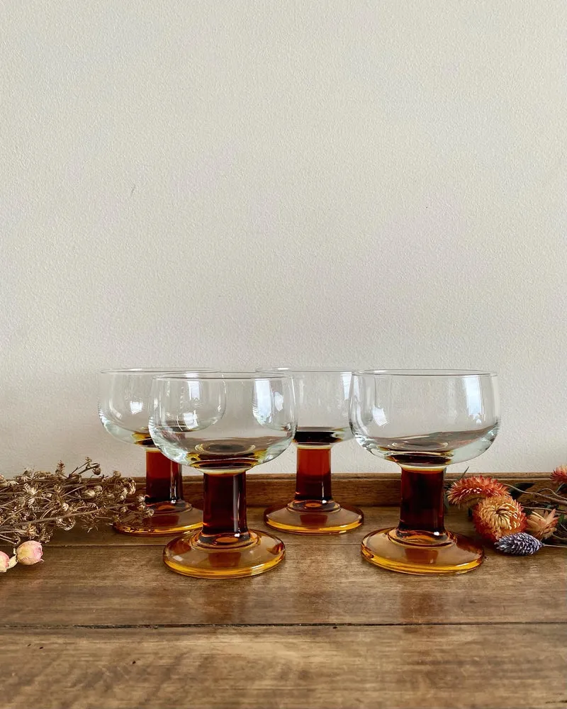 Verres ronds pieds colonnes années 60-70