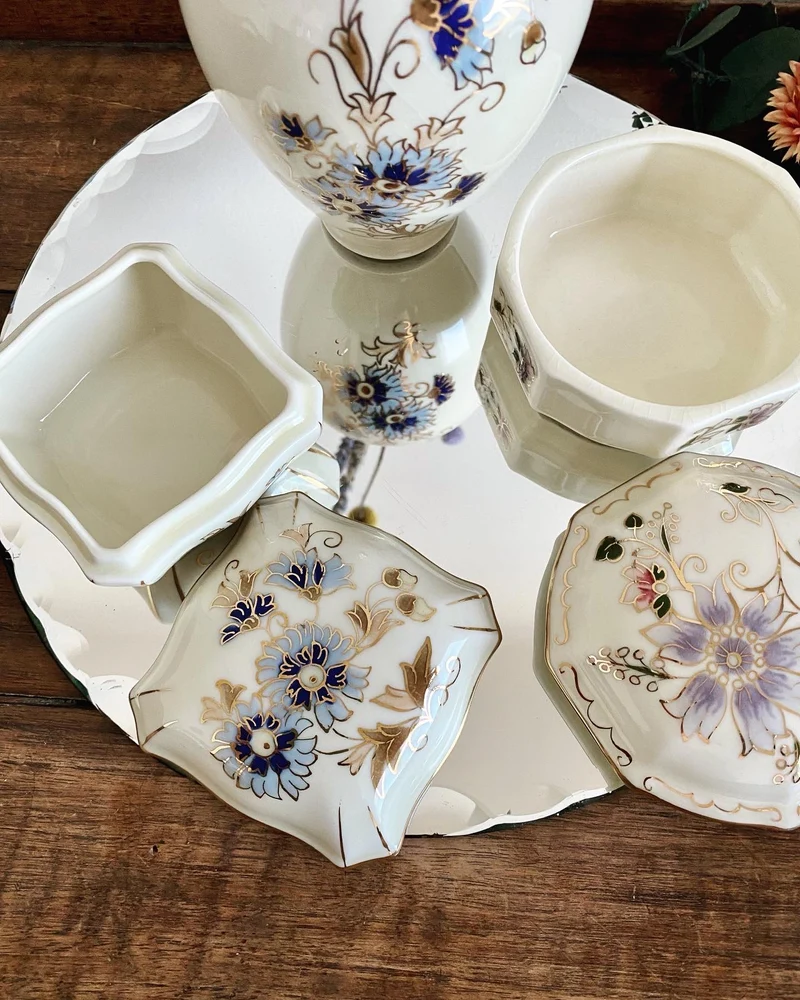 Set de 3 pièces en porcelaine Zsolnay