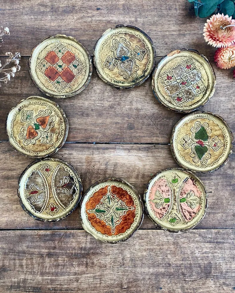 Dessous de verre vintage en bois style florentin