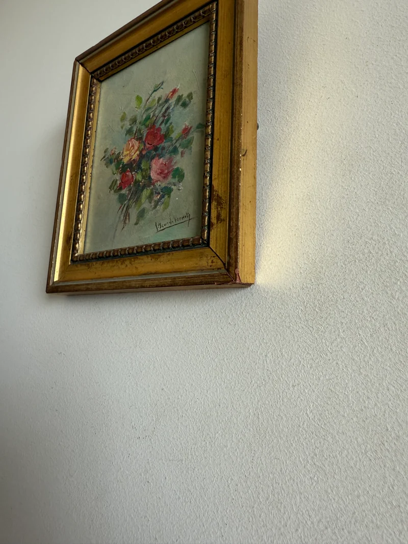 Peintures à l’huile bouquets de fleurs encadrement en bois