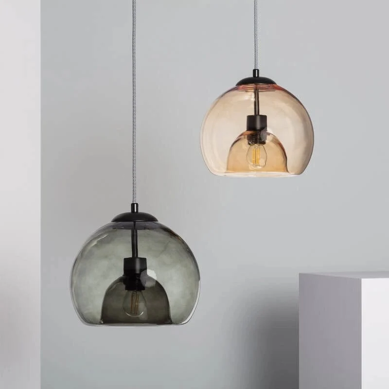 Suspension Boule verre fumé Vaca Ambre