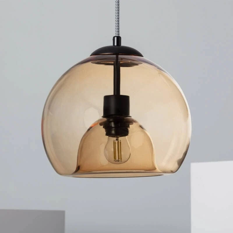 Suspension Boule verre fumé Vaca Ambre