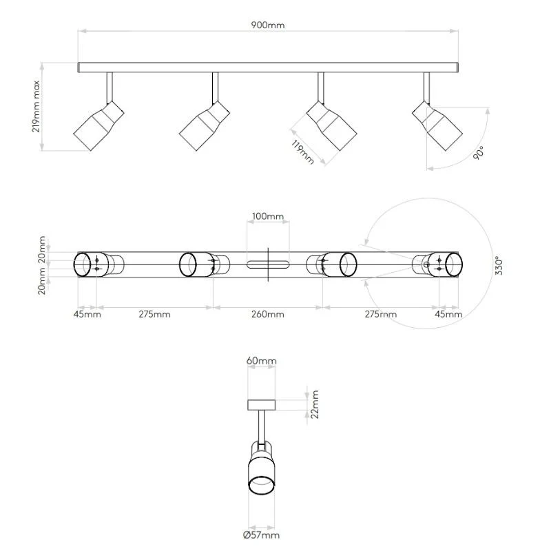 Astro Apollo Four Bar Spotlight