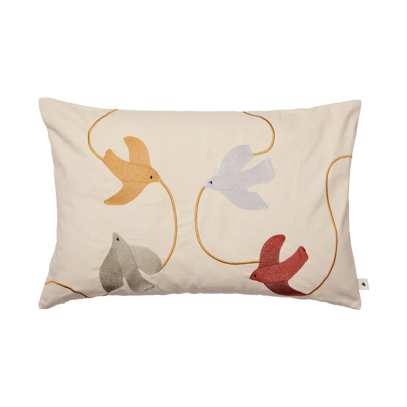 Ferm Living Swif Bird Embroidered Cushion Cover - Rectangular