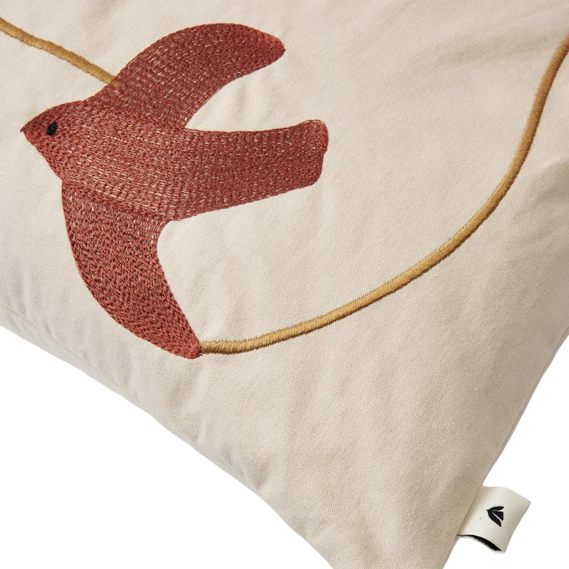 Ferm Living Swif Bird Embroidered Cushion Cover - Rectangular