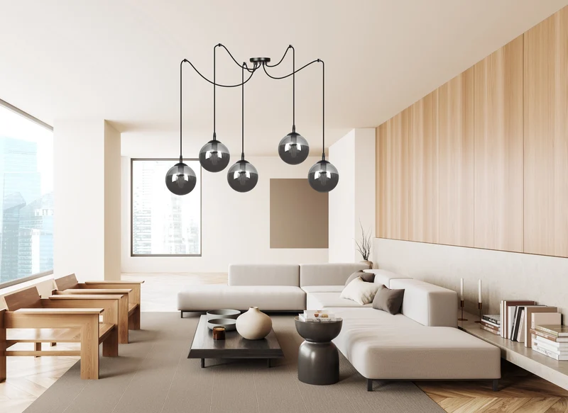 Suspension Boule Verre Noir