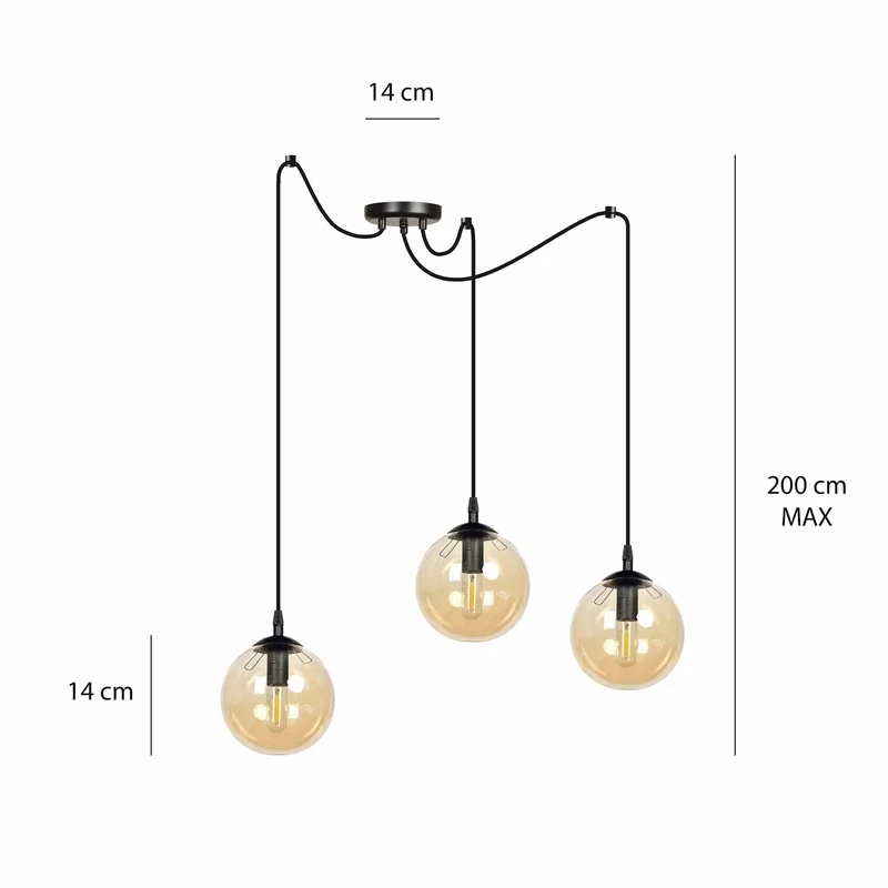 Suspension 3 Globes En Verre