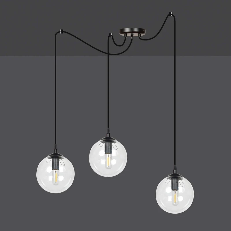 Suspension 3 Boule Verre