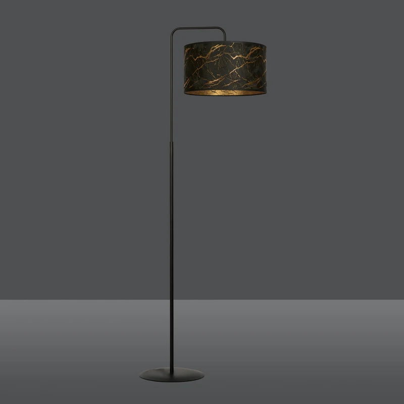 Lampadaire sur pied avec Abat Jour Marbre Noir Or